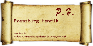 Preszburg Henrik névjegykártya